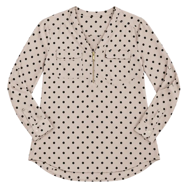 Express Polka Dot Zip Front Long Sleeve Blouse Pink Black Size L