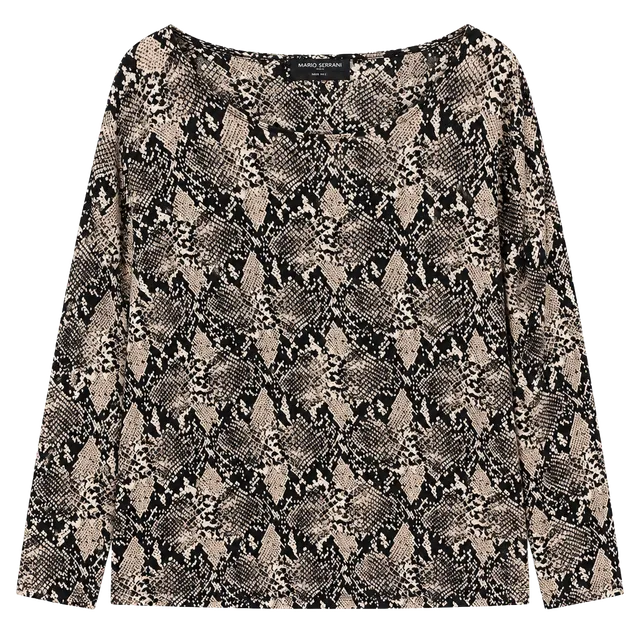 Mario Serrani Snake Print Long Sleeve Top Size XXL