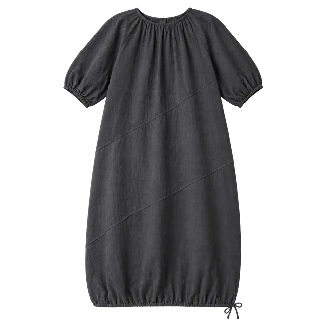 Zara Midi Dress Size S Grey Cinch Hem Short Sleeve
