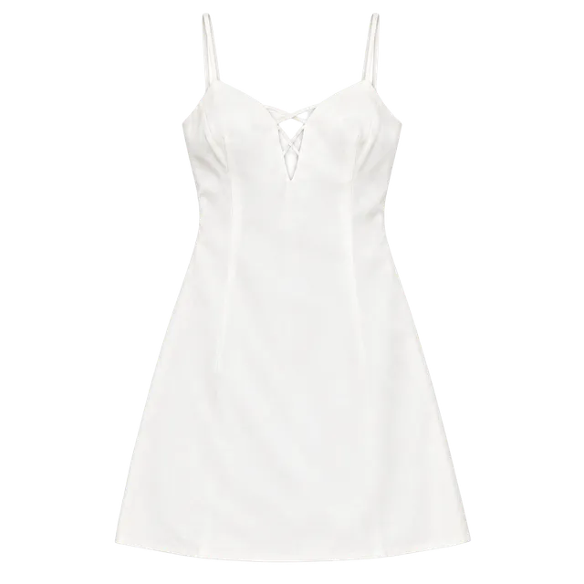 Victoria's Secret Vintage Gold Label Silk Slip Mini  Dress V-Neck Lace-Up Medium