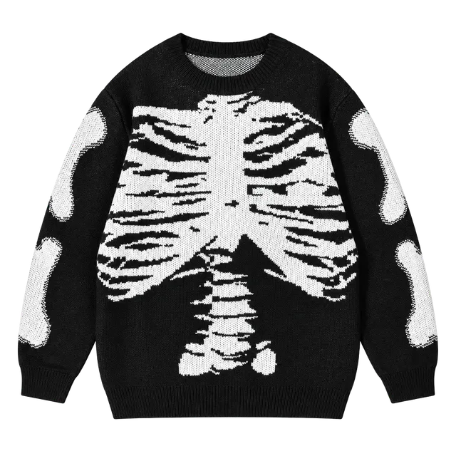 Vamtac Y2k Patterned Sweater Skeleton Men's Knitted Sweater Halloween Oversized Pullover Sweatshirt Women Aesthetic Sweater, 01-black, Small : : Everything Else, CA