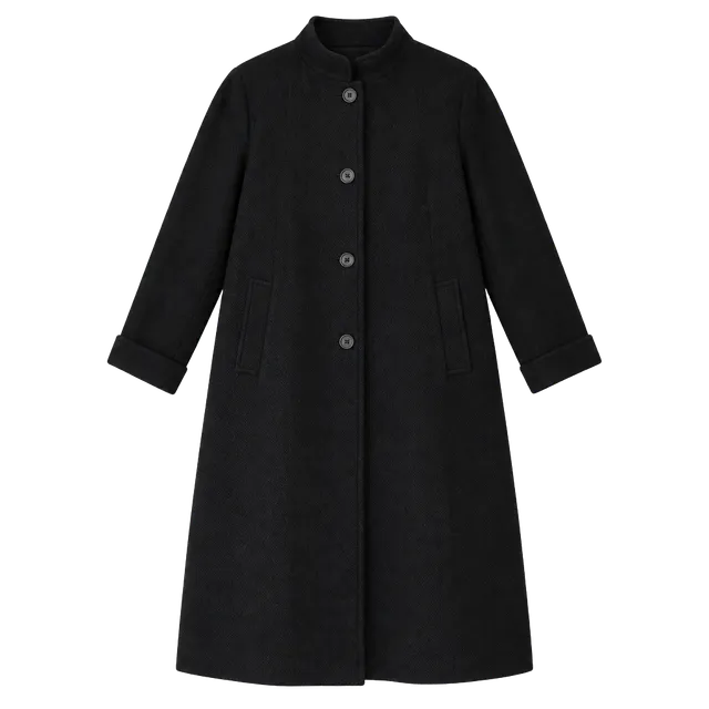 Hunters Run Wool Long Coat Black Vintage 