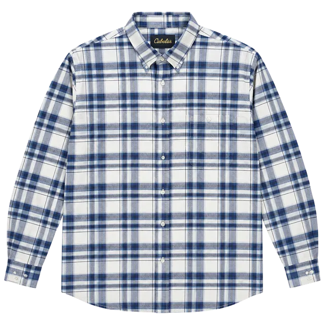 Cabelas Plaid Long Sleeve Button Down Shirt Size 2XLT Tall Blue White