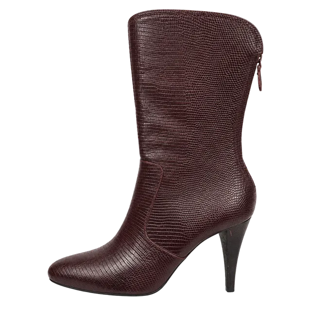 Cole Haan Boots Size 7 B Burgundy Snake Embossed Leather Heels
