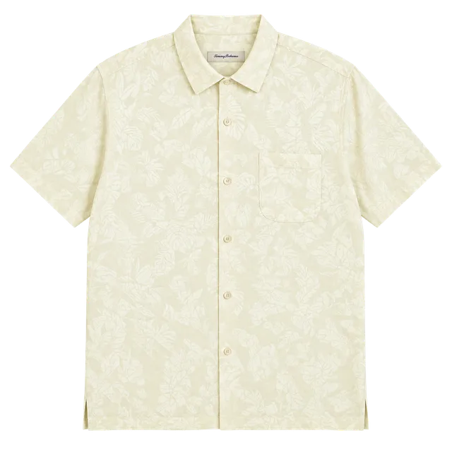 Tommy Bahama St Lucia Fronds Silk Shirt Size L Off-White