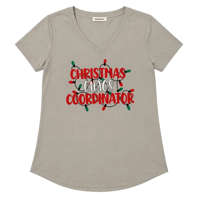 Christmas Chaos Coordinator T-Shirt Size XS Grey