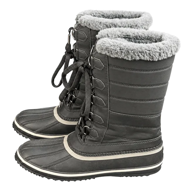 JBU Sabine Snow Boots Size 9M Black Faux Fur Winter Duck Boots