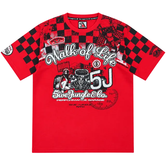 Sive Jungle Graphic T-Shirt Size 2XL Red Walk Of Life Racing Tee