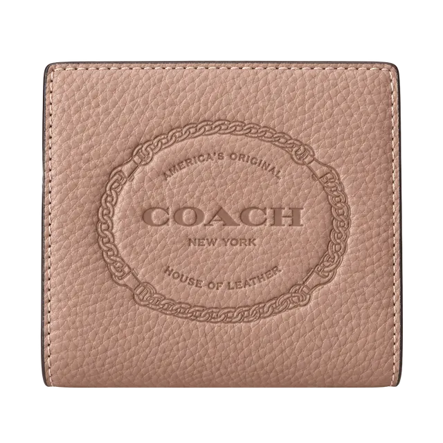 Coach Snap Wallet With Coach Heritage Taupe Pebbled Leather
