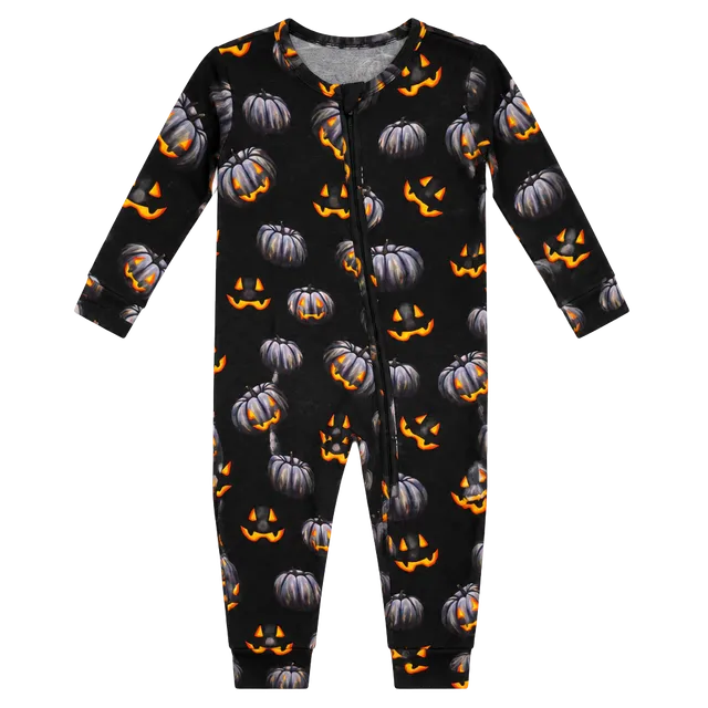 Little Bum Bums Halloween Pumpkin Footed Zippy Pajamas Size 9-12 Months