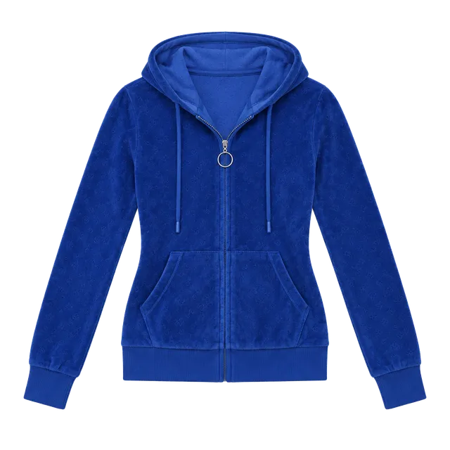 y2k blue velour zip up hoodie mcbling 2000s tracksuit jacket size large