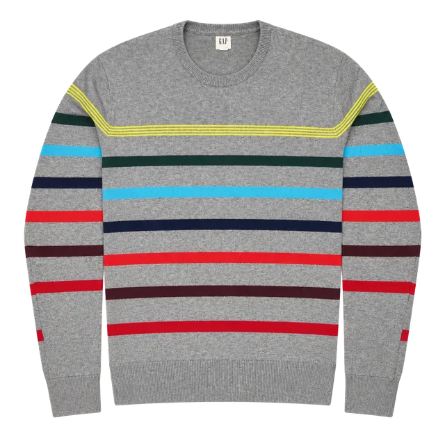 Gap Striped Crewneck Sweater Size XL Gray Multi