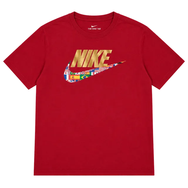 Nike Red and Gold International Flags Swoosh T-Shirt