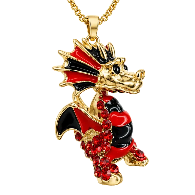 Betsey Johnson Red Black Dragon Necklace 30 Inch