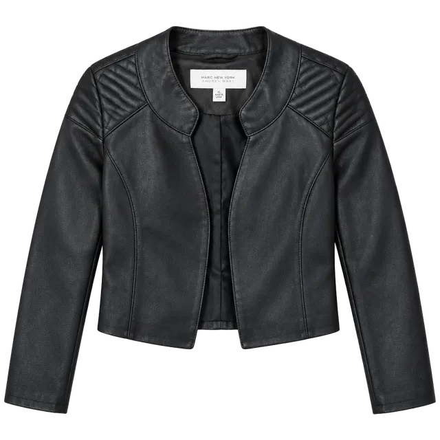 Marc New York Andrew Marc Jacket Size XL Black Faux Leather Quilted