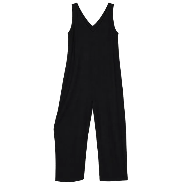 Final Touch Black V-Neck Jumpsuit Size S
