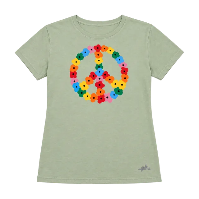 The Phluid Project Peace Sign Graphic T-Shirt L Green