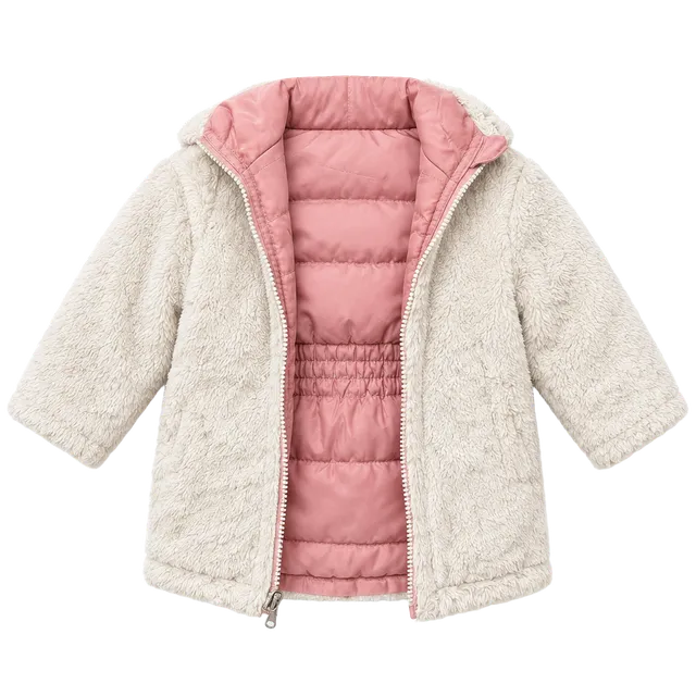 DKNY Reversible Zip Jacket 12 Months Pink Sherpa