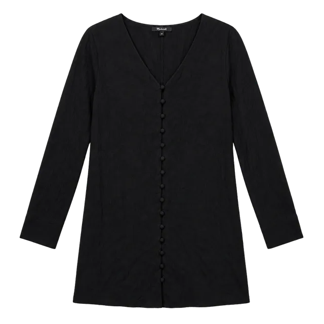 Madewell Button Front Dress Size M Black Viscose Long Sleeve