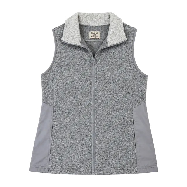 Faded Glory Fleece Vest Size L (12-14) Gray Full Zip Sherpa Collar