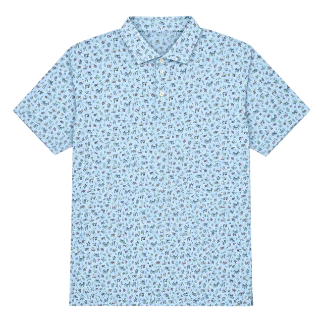 Peter Millar Seaside Polo Size M Blue Party Parrots