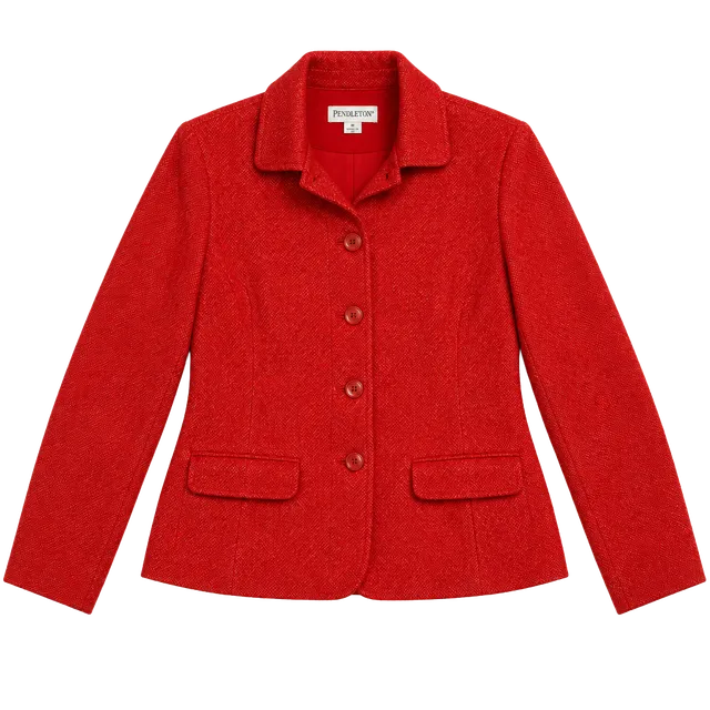 Pendleton Blazer Size M Red Merino Wool Button Up Jacket