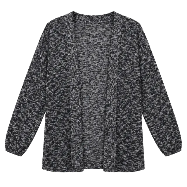 Old Navy Open Front Cardigan Size M Black White Speckled Knit
