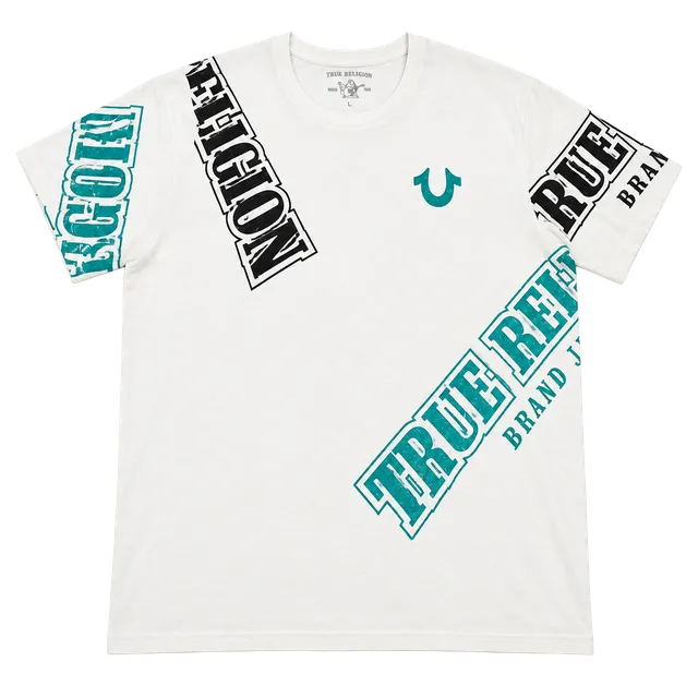 True Religion T-Shirt Size XXL White Logo Graphic Tee