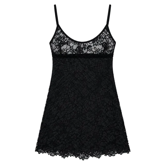Victoria's Secret Lace Chemise Size XS Black Sheer Lingerie