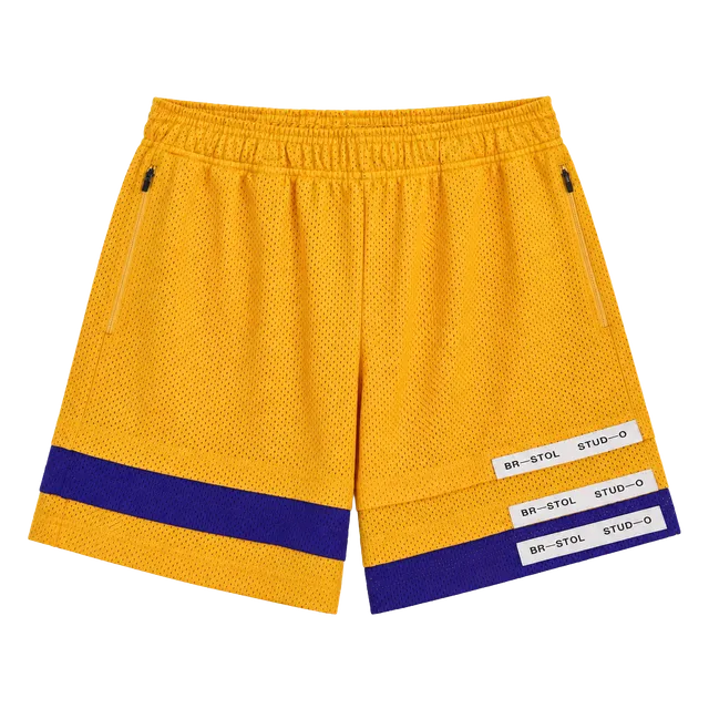 Bristol Studio Mesh Basketball Shorts Yellow Purple