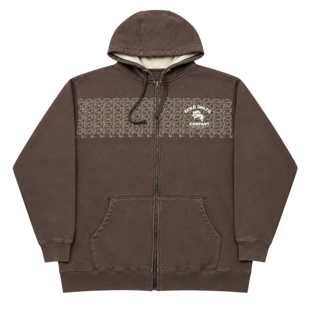 Ecko Unltd Full Zip Hoodie Brown Graphic Sweatshirt