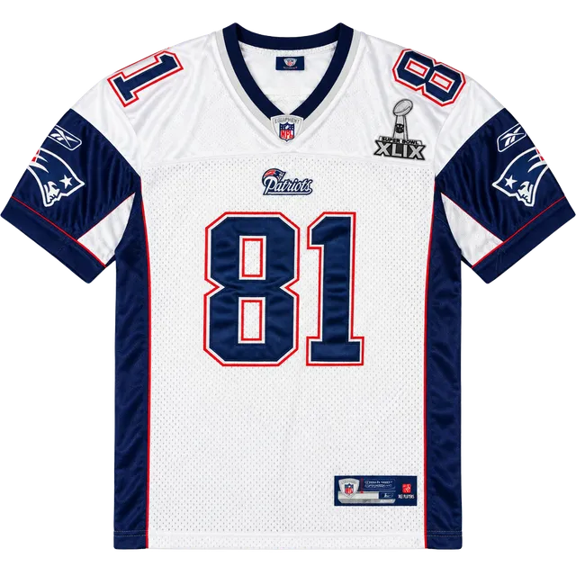 Reebok NFL Patriots Aaron Hernandez 81 Super Bowl XLVI Jersey Size 52 White