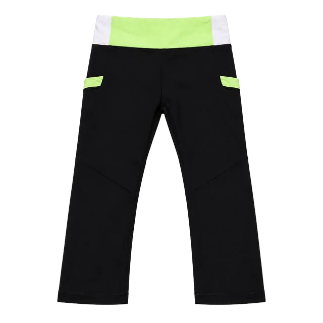 Lululemon Run Mod Moves Crop Black Neon Green