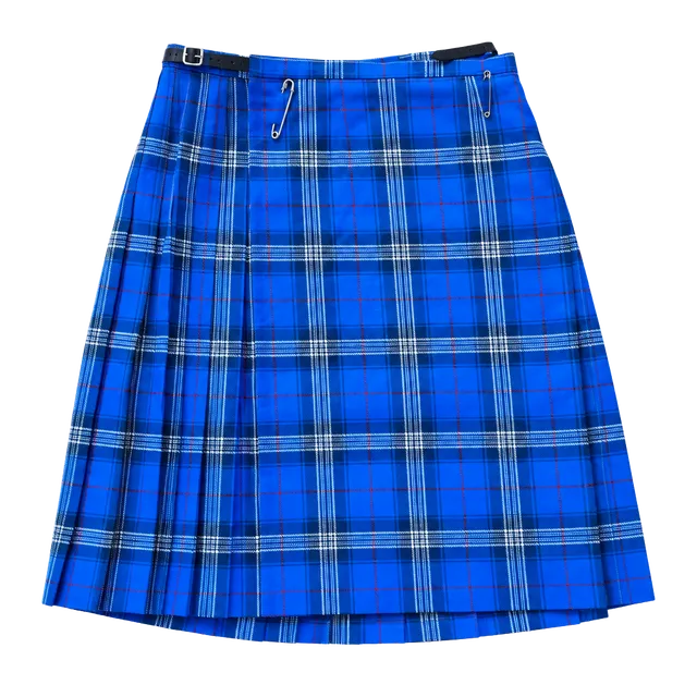 Edinburgh Woollen Mill 70s/80s Vtg Tartan Pleated Wool Kilt Skirt Blue Plaid 20