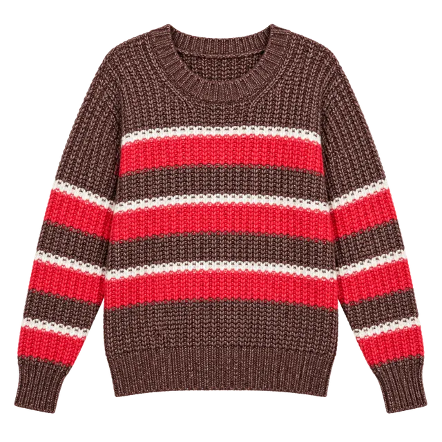 Aerie Offline Striped Knit Sweater Size M Brown Red White