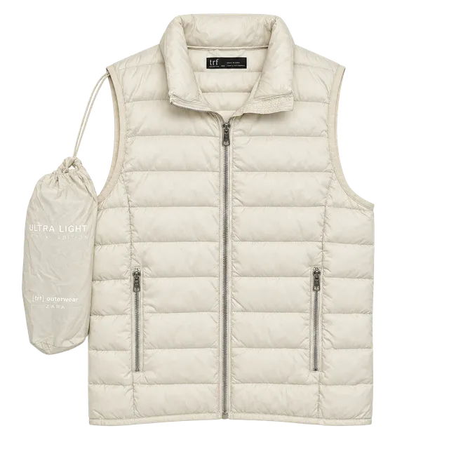 Zara Trf Collection Ultra Light Puffer Vest  L-XL Cream