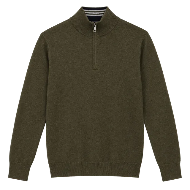 Brooks Brothers Italian Yarn 1/4 Zip Sweater Size L Olive Green