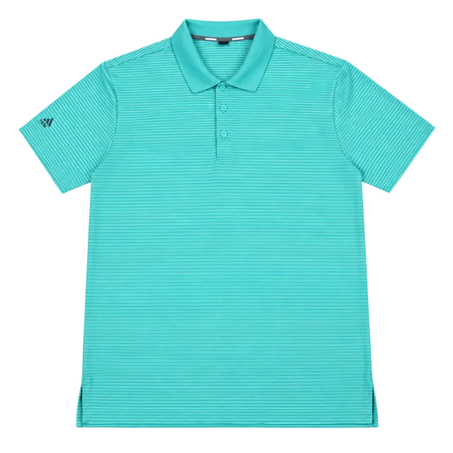 Adidas Striped Golf Polo Size L Turquoise Short Sleeve Shirt