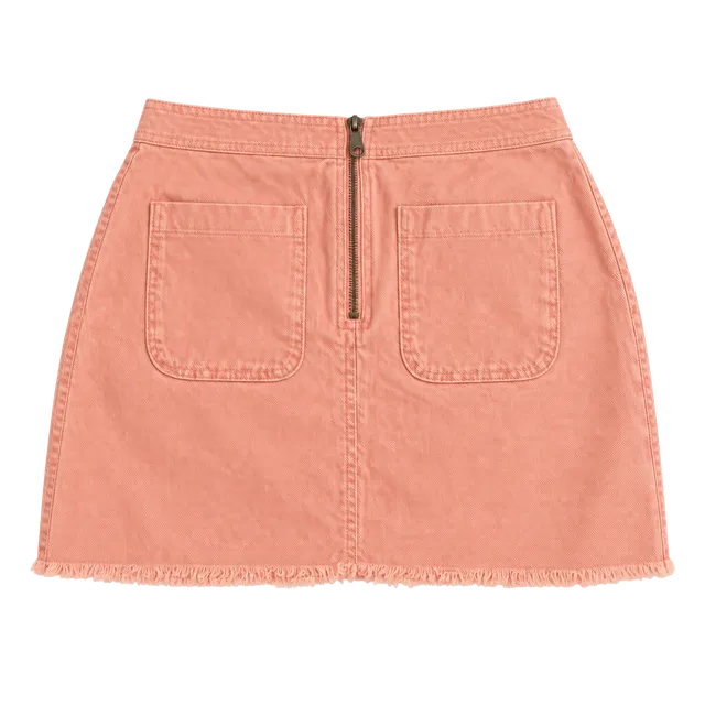 Madewell Zip Up Mini Skirt Size 0 Pink Denim Raw Hem