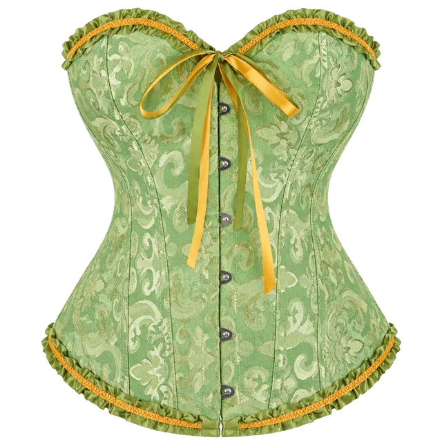 GMDNS Women'S Waist Cinchers Jacquard Floral Overbust Corset Front Busk/Zipper Waist Bustier 