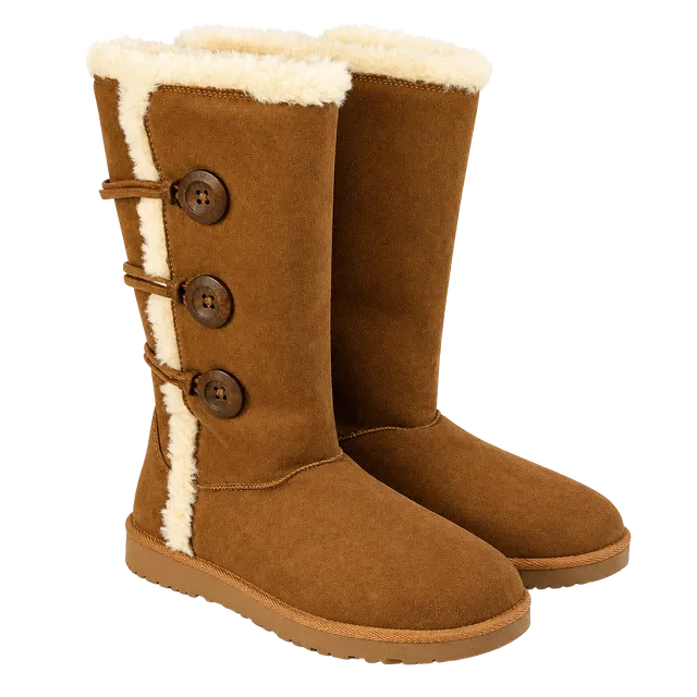 Makalu Winter Boots Size 8.5 Brown Faux Fur Button Tall
