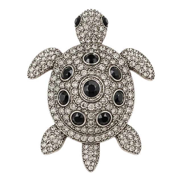 Vtg Rhinestone Turtle Hinged Bangle Bracelet