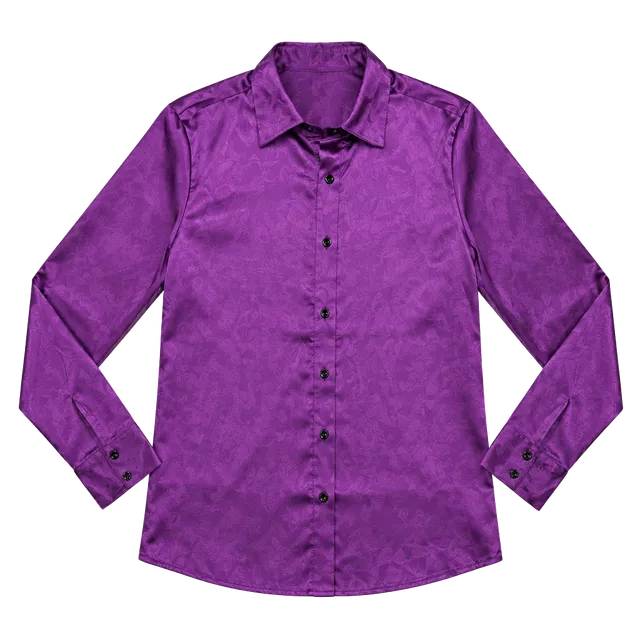 Womens Satin Shirt Size S Whimsigoth Witchy Y2K Indie Vanguard Disco Retro Eveningwear Purple Plum Silky Long Sleeve Button Up Fitted 95% Polyester Spandex Stretch Party Prom