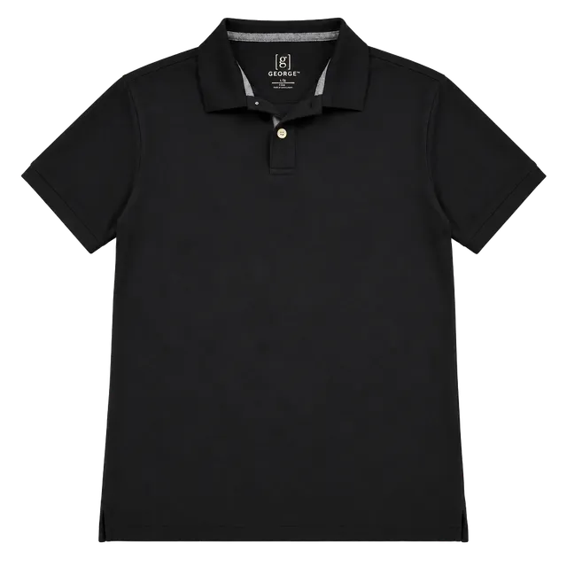 George Short Sleeve Polo Shirt Size L Black