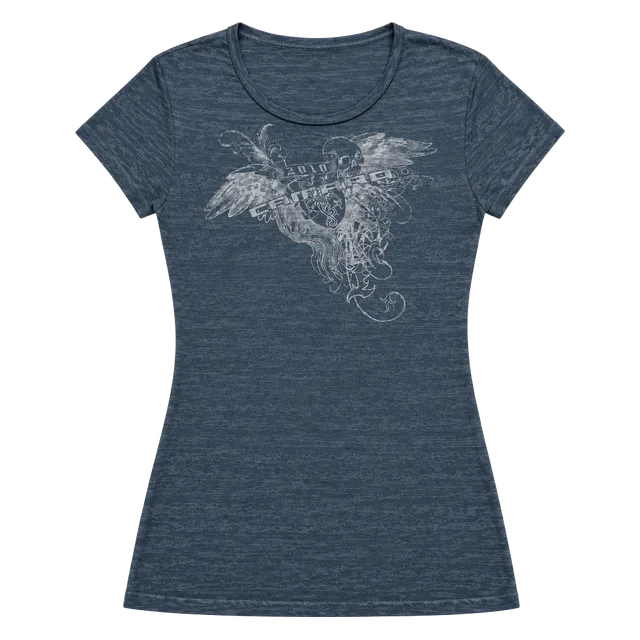 Kavio! Chevrolet Camaro 2010 Graphic T-Shirt Large Blue Skull Wings Y2K