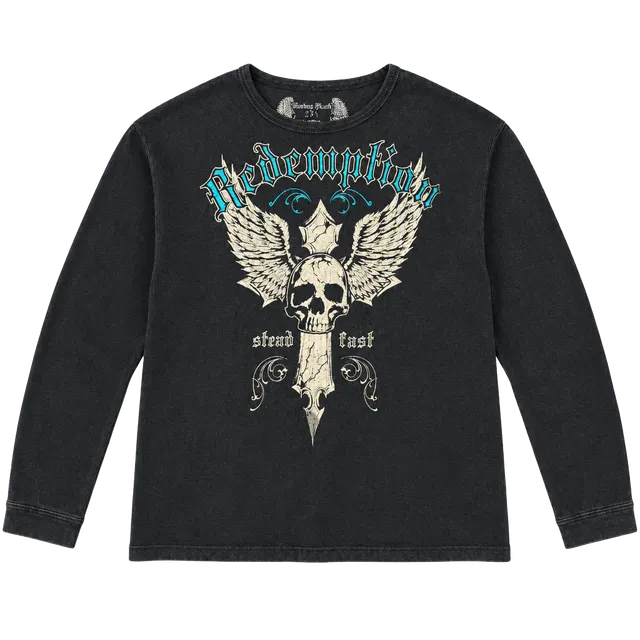 Carbon Black Redemption Skull Cross Thermal Long Sleeve Shirt Size 2XL