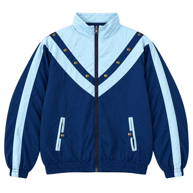 Vintage 90s Bold Spirit Blue Colorblock Nylon Windbreaker Petite L