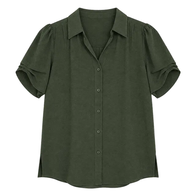 Adrianna Papell Button Down Green Blouse Size S 
