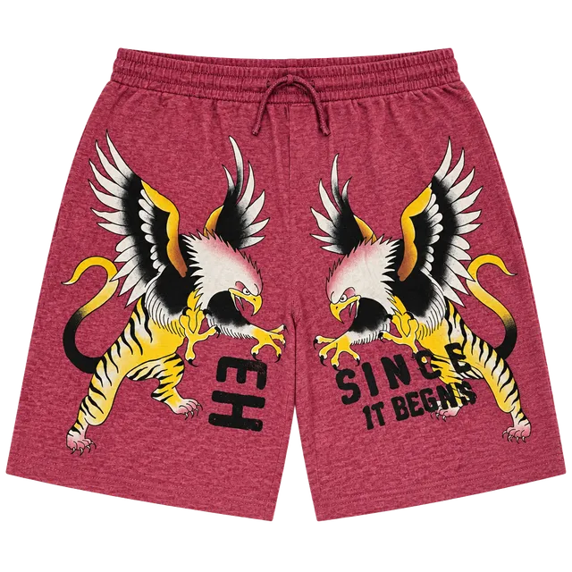 Ed Hardy Graphic Lounge Shorts Red