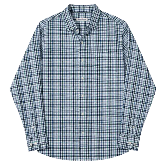 Tommy Bahama Long Sleeve Plaid Button Down Shirt Size L Blue Green